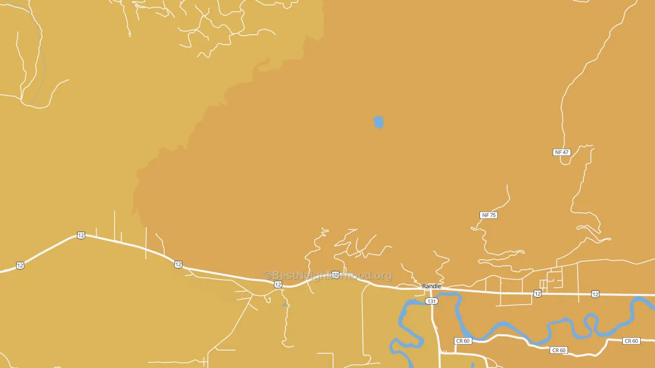 Map of the best neighborhoods in the Kosmos area, with better matches in green and worse matches in red