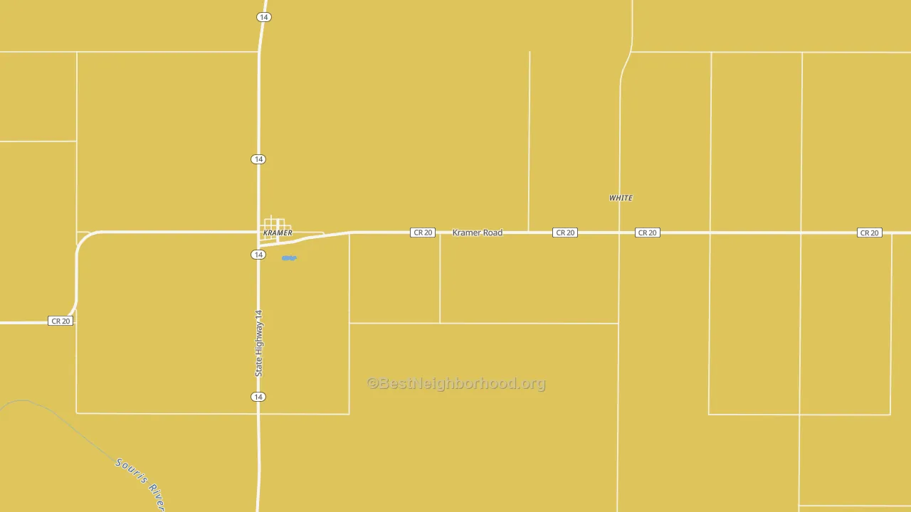 Map of the best neighborhoods in the Kramer area, with better matches in green and worse matches in red