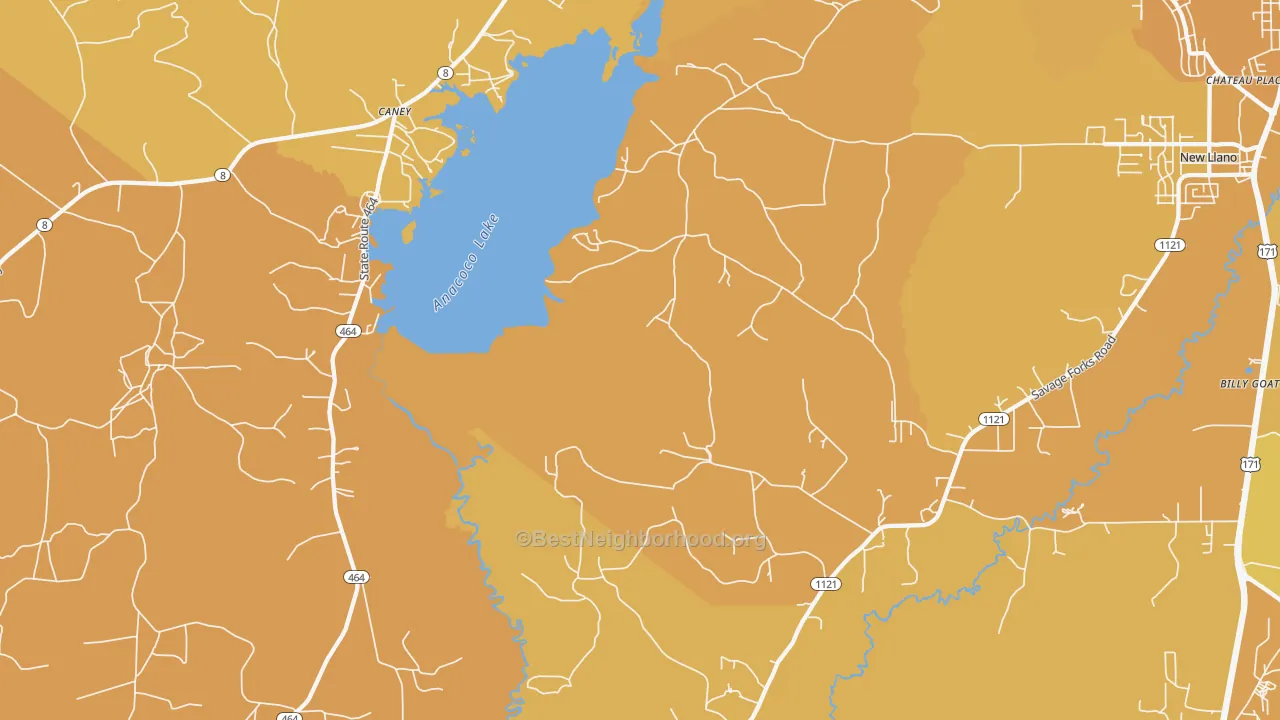 Map of the best neighborhoods in the Kurthwood area, with better matches in green and worse matches in red