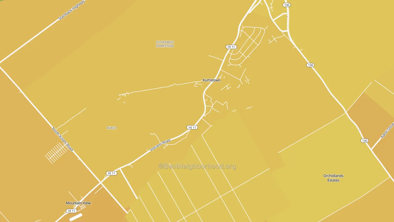 Map of the best neighborhoods in the Kurtistown area, with better matches in green and worse matches in red