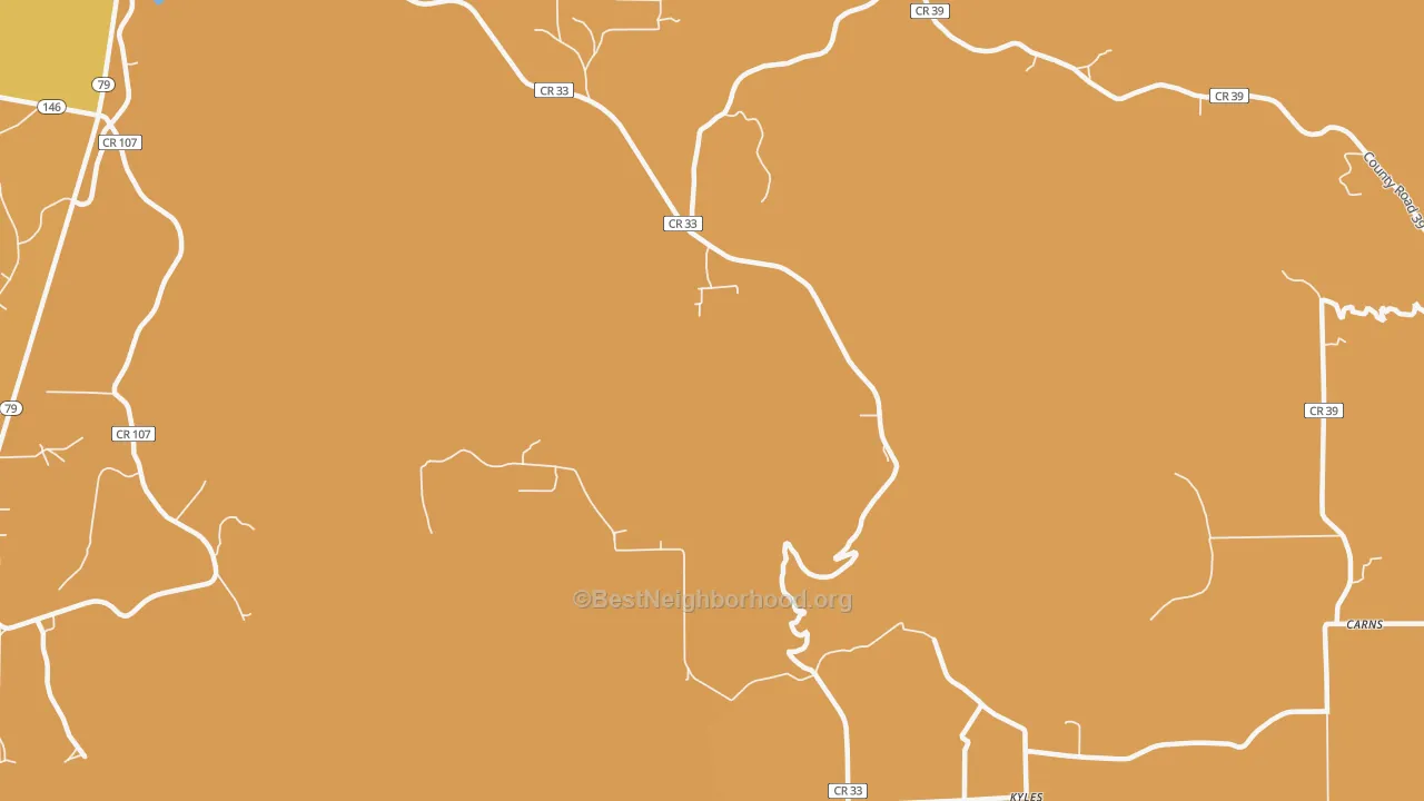 Map of the best neighborhoods in the Kyles area, with better matches in green and worse matches in red