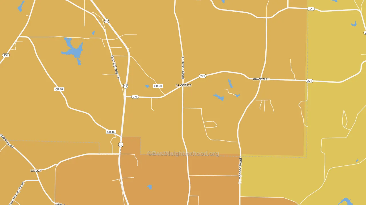 Map of the best neighborhoods in the La Crosse area, with better matches in green and worse matches in red