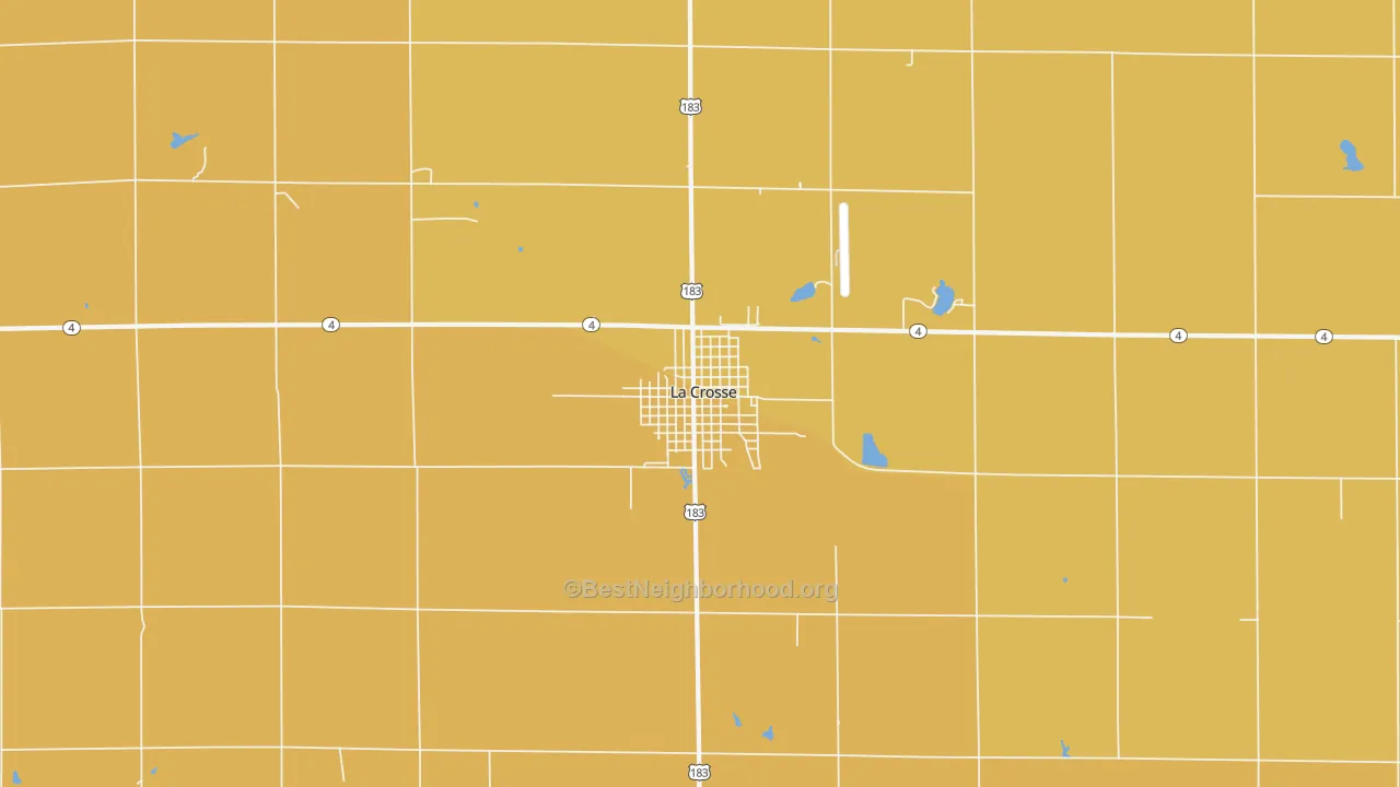Map of the best neighborhoods in the La Crosse area, with better matches in green and worse matches in red
