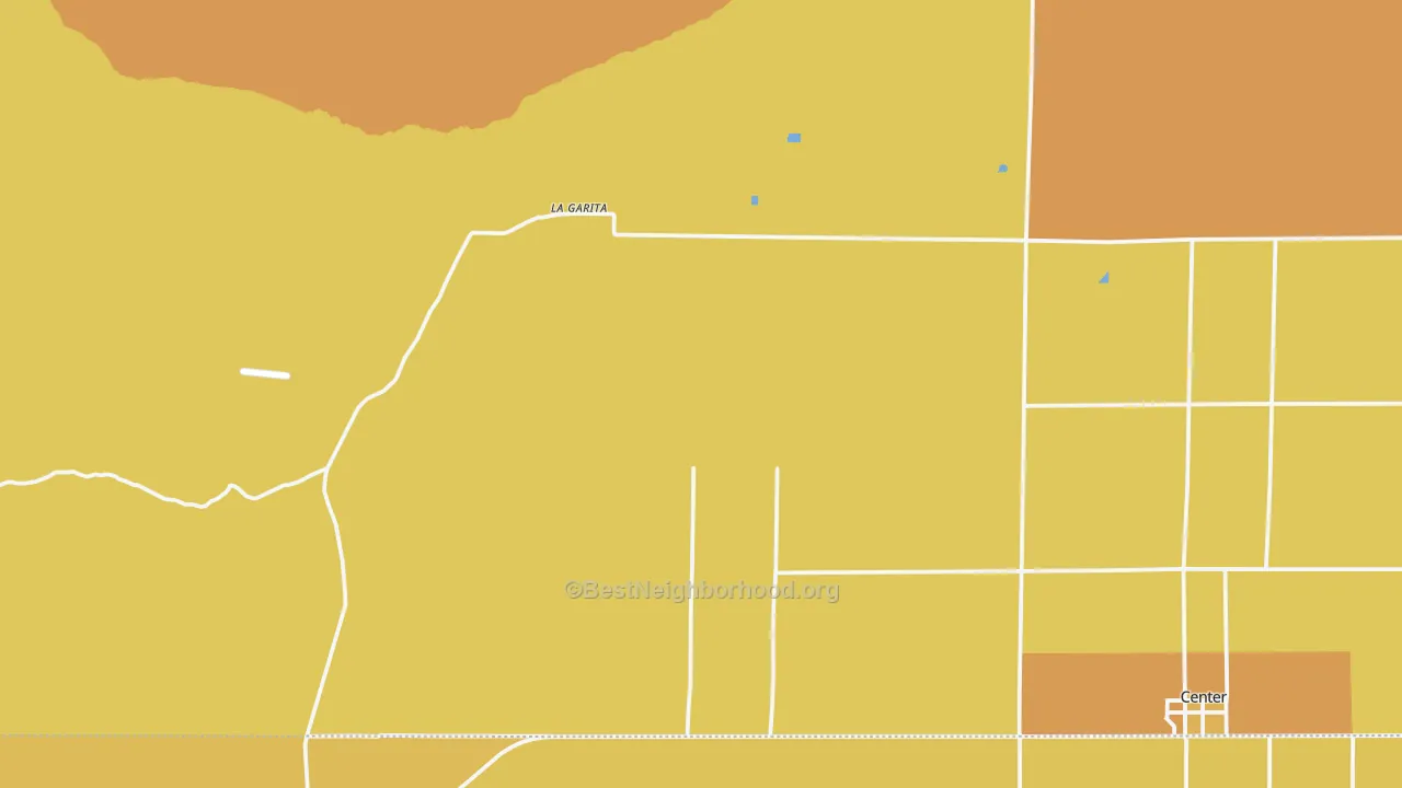 Map of the best neighborhoods in the La Garita area, with better matches in green and worse matches in red