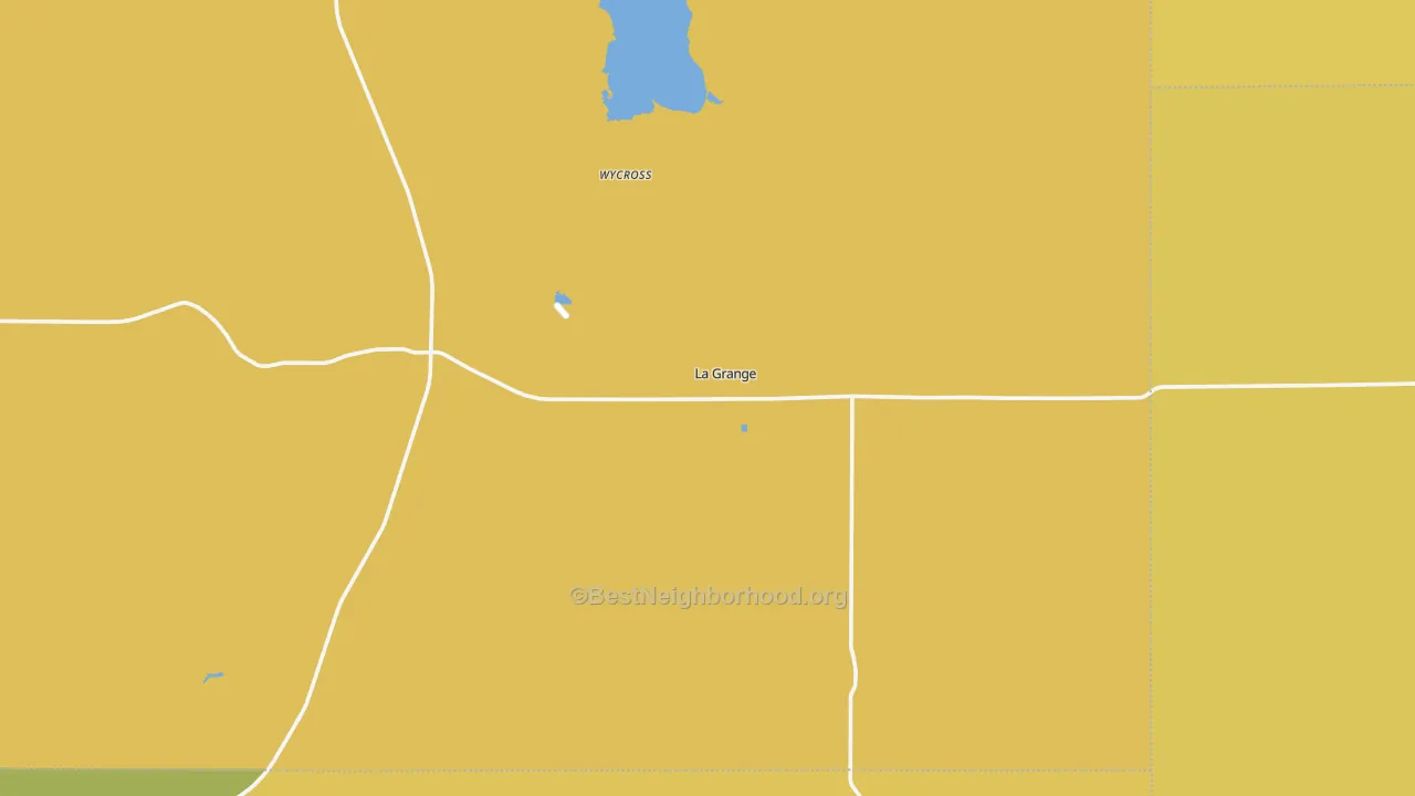 Map of the best neighborhoods in the La Grange area, with better matches in green and worse matches in red