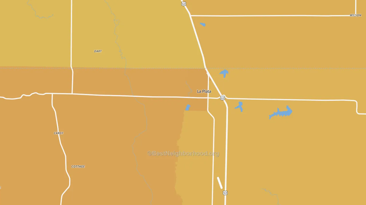 Map of the best neighborhoods in the La Plata area, with better matches in green and worse matches in red