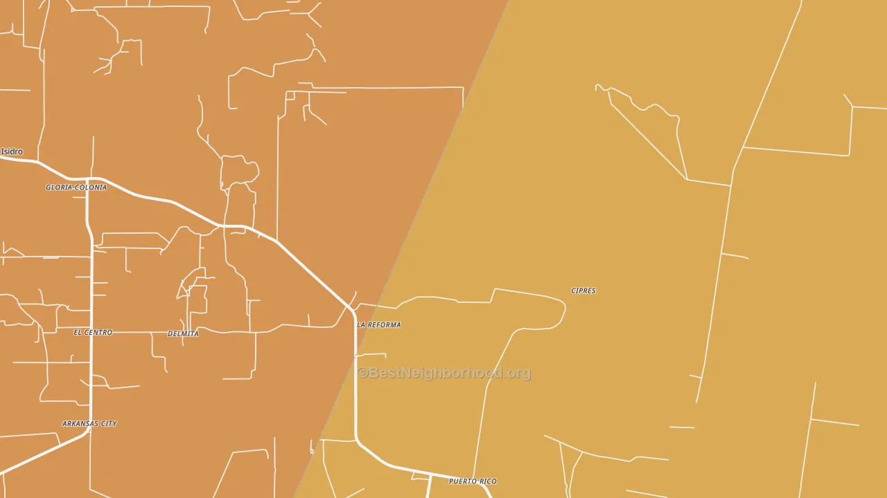 Map of the best neighborhoods in the La Reforma area, with better matches in green and worse matches in red