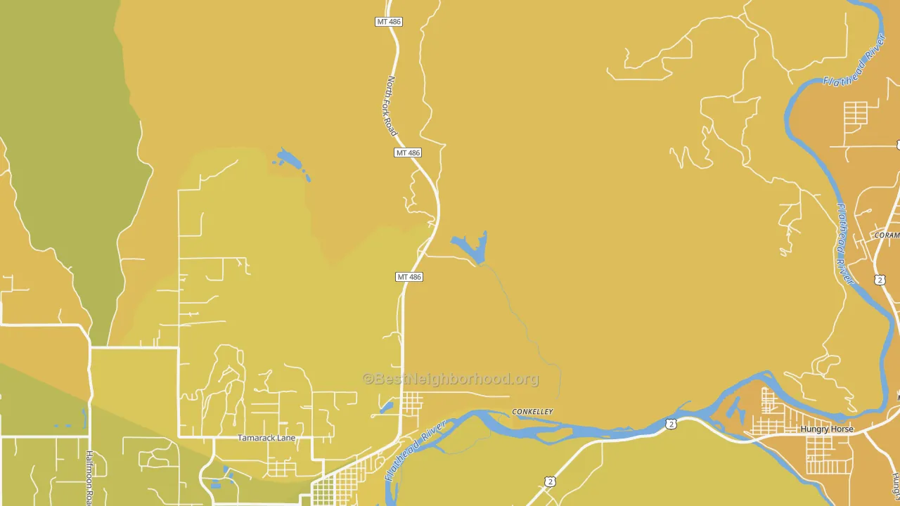 Map of the best neighborhoods in the La Salle area, with better matches in green and worse matches in red