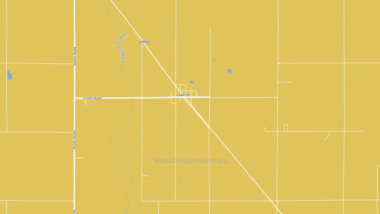 Map of the best neighborhoods in the Labette area, with better matches in green and worse matches in red