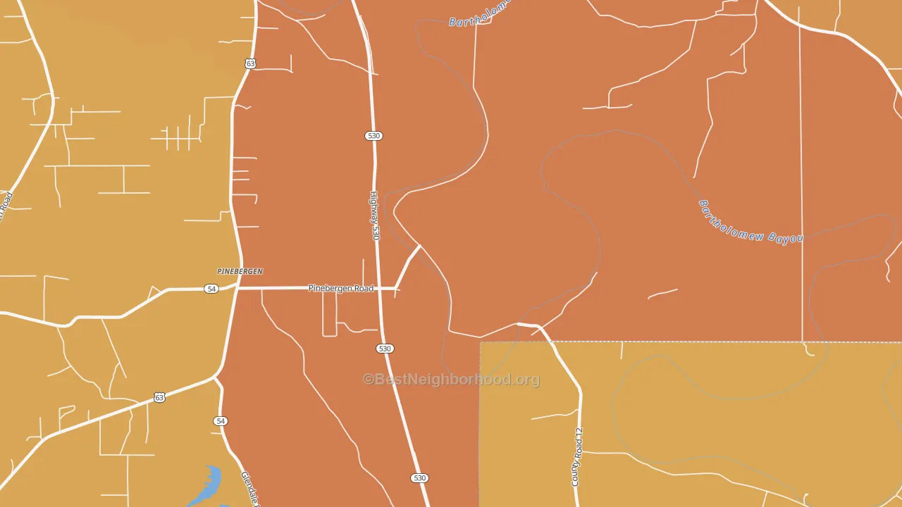 Map of the best neighborhoods in the Ladd area, with better matches in green and worse matches in red