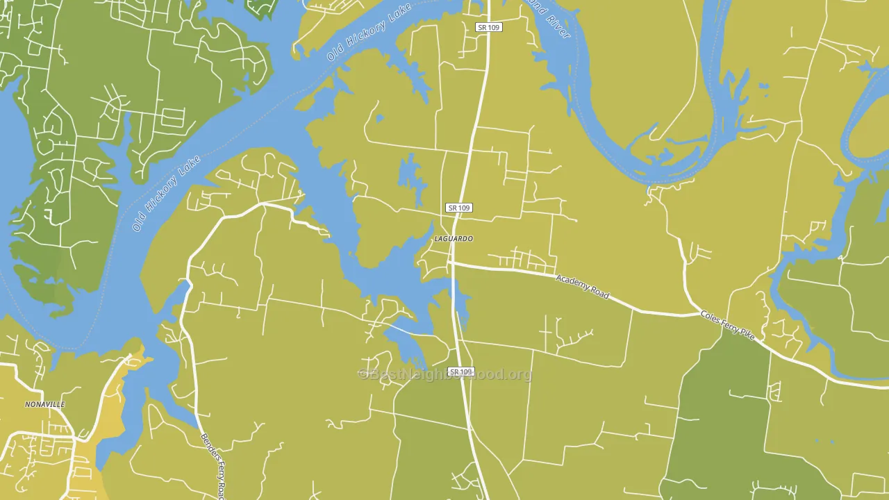 Map of the best neighborhoods in the Laguardo area, with better matches in green and worse matches in red