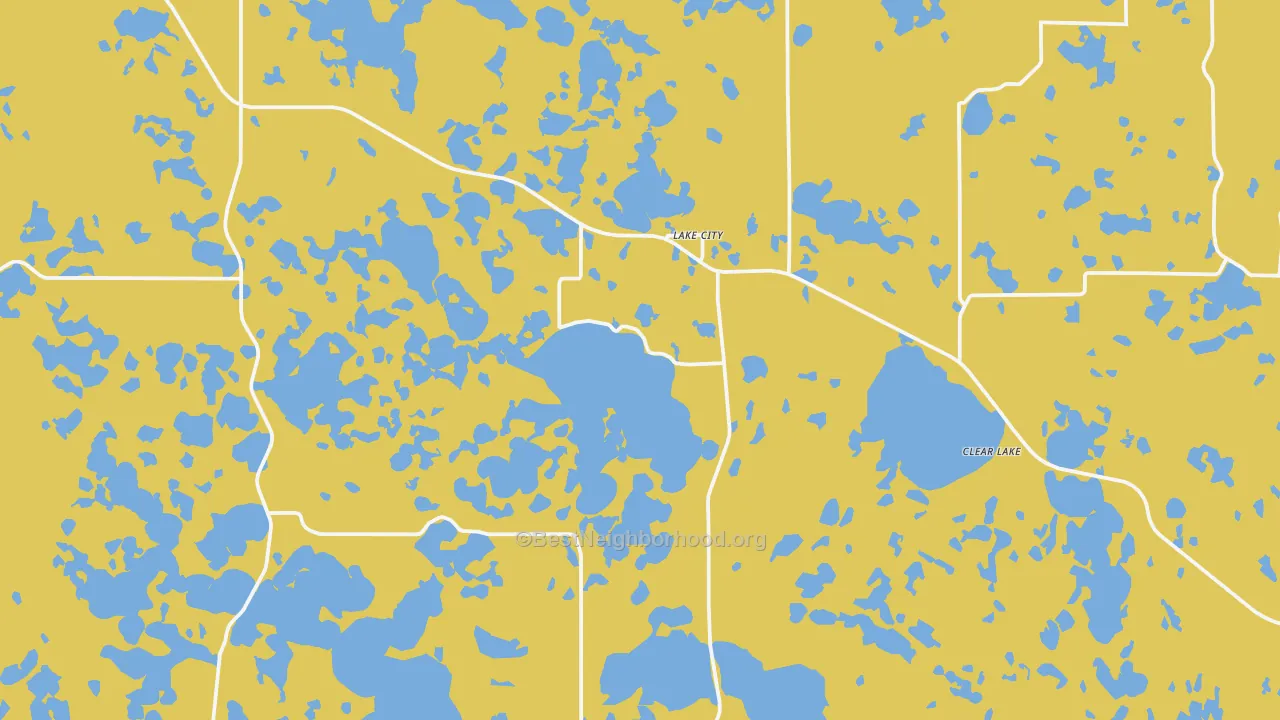 Map of the best neighborhoods in the Lake City area, with better matches in green and worse matches in red