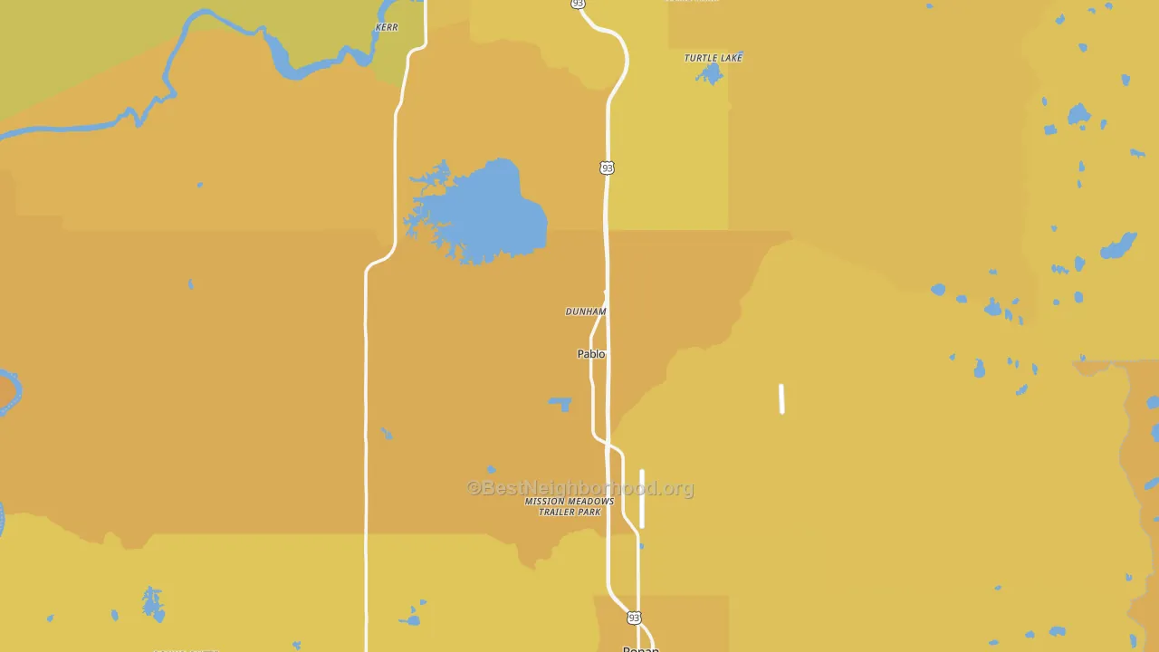 Map of the best neighborhoods in the Lake County area, with better matches in green and worse matches in red