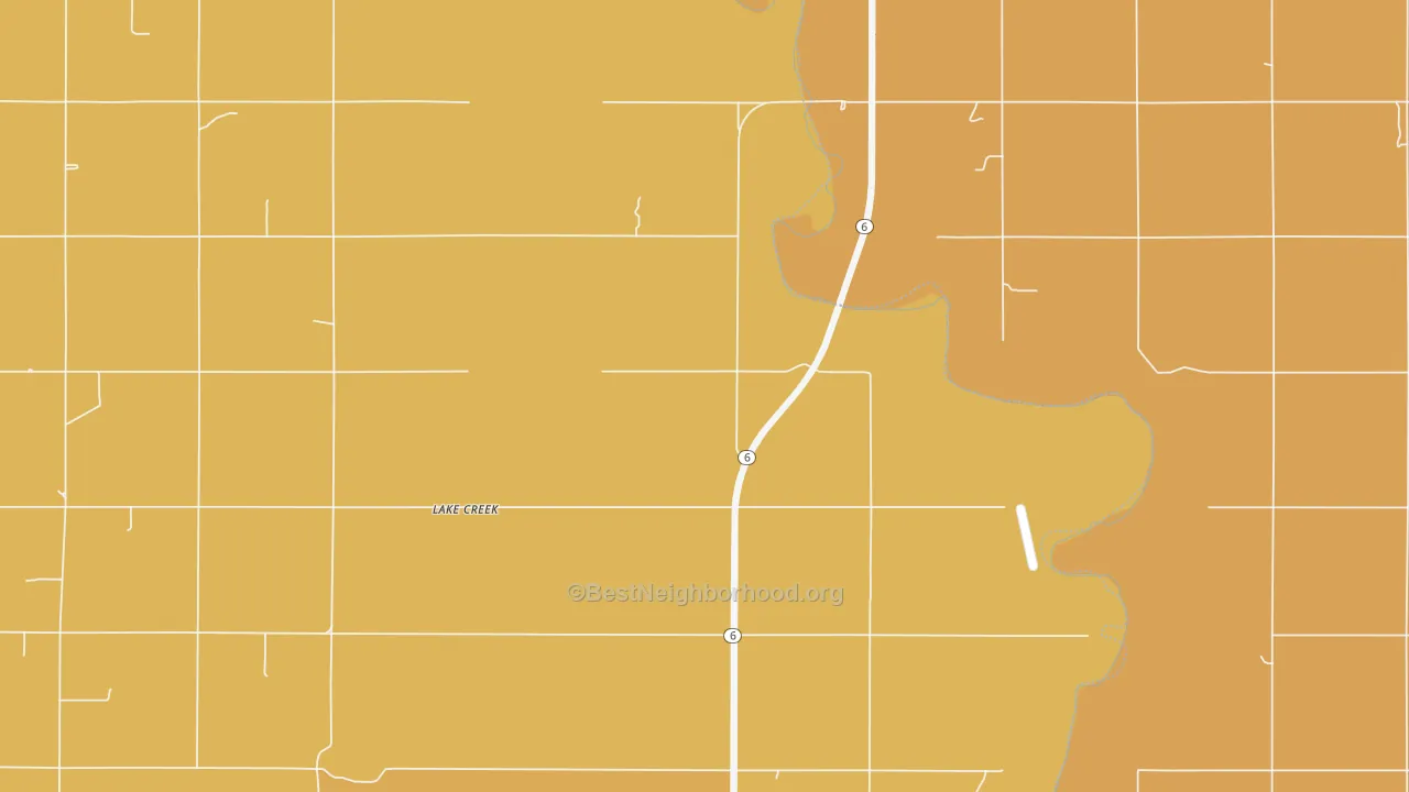 Map of the best neighborhoods in the Lake Creek area, with better matches in green and worse matches in red