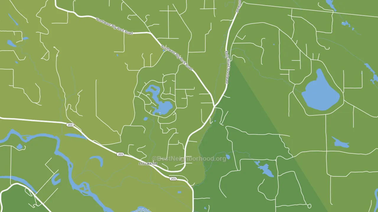 Map of the best neighborhoods in the Lake Marcel-Stillwater area, with better matches in green and worse matches in red