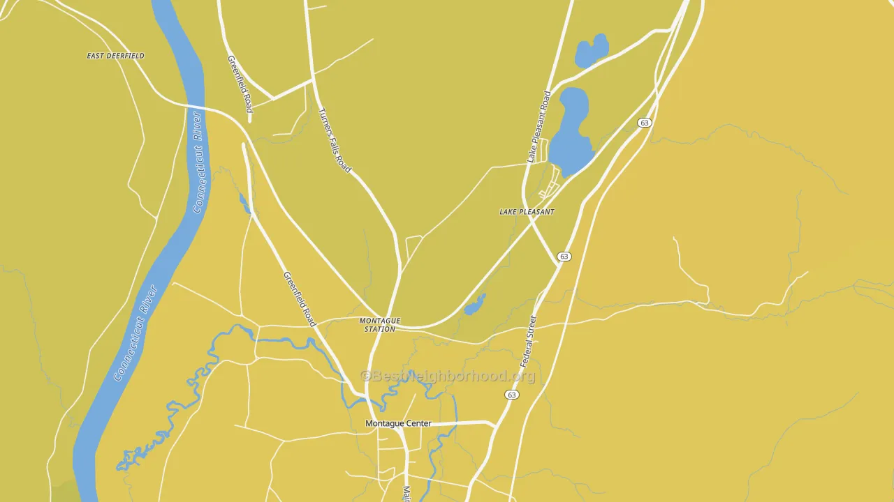 Map of the best neighborhoods in the Lake Pleasant area, with better matches in green and worse matches in red