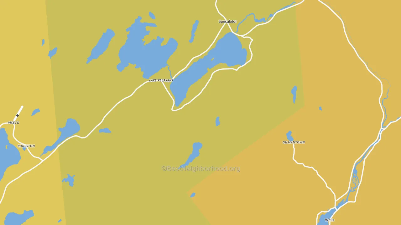 Map of the best neighborhoods in the Lake Pleasant area, with better matches in green and worse matches in red