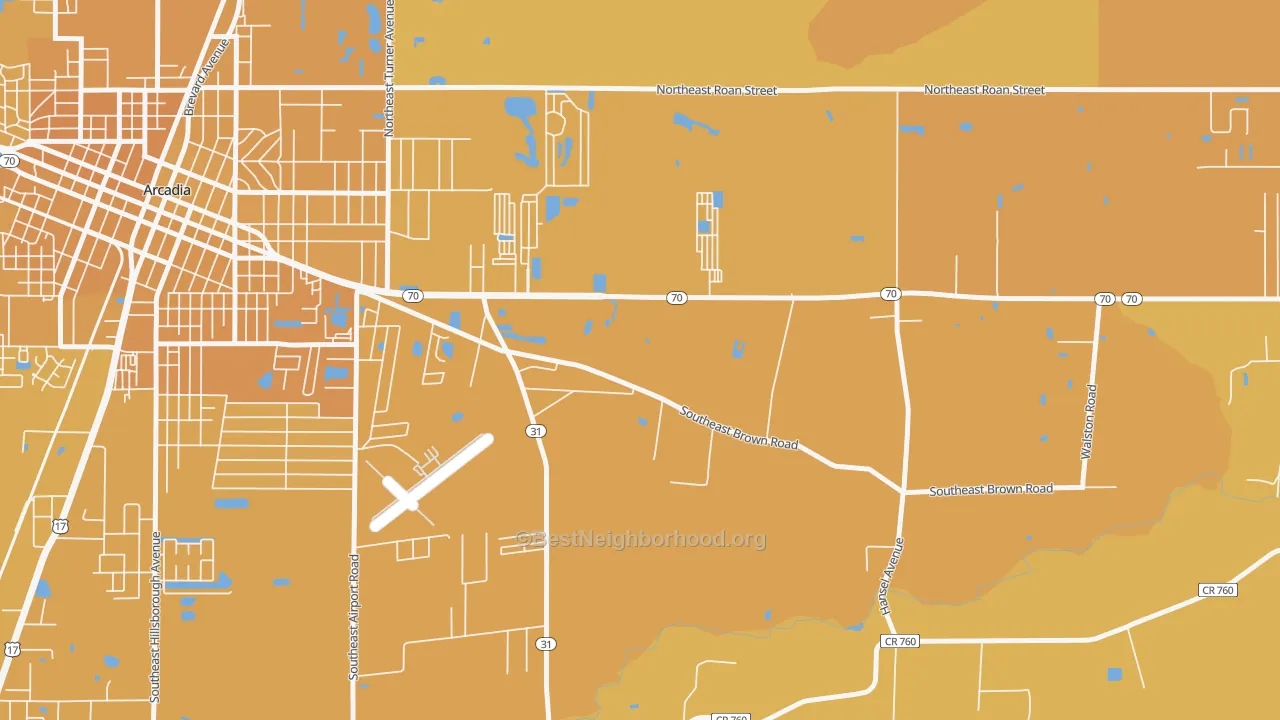 Map of the best neighborhoods in the Lake Suzy area, with better matches in green and worse matches in red