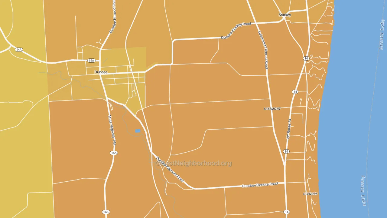 Map of the best neighborhoods in the Lakemont area, with better matches in green and worse matches in red