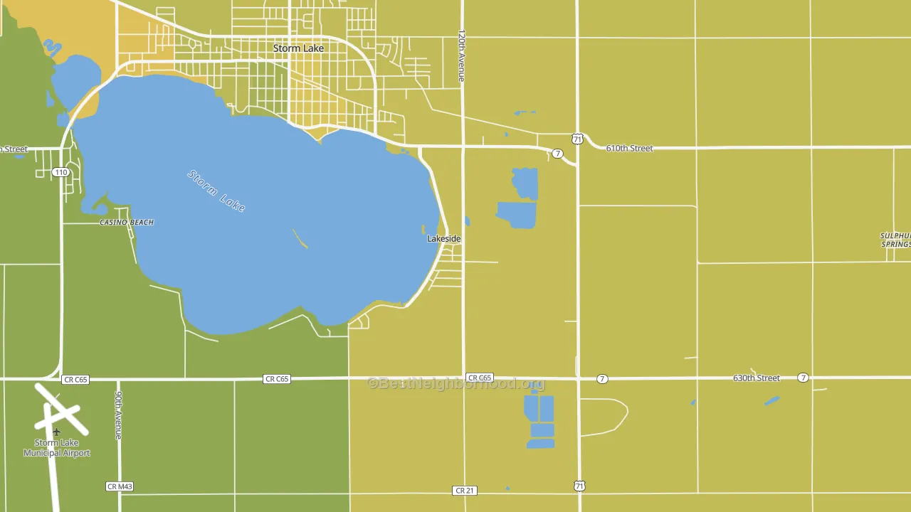 Map of the best neighborhoods in the Lakeside area, with better matches in green and worse matches in red