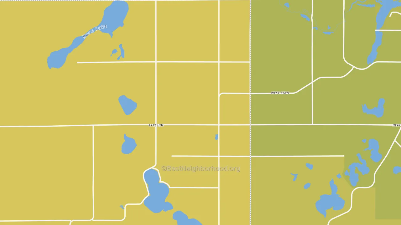 Map of the best neighborhoods in the Lakeside area, with better matches in green and worse matches in red