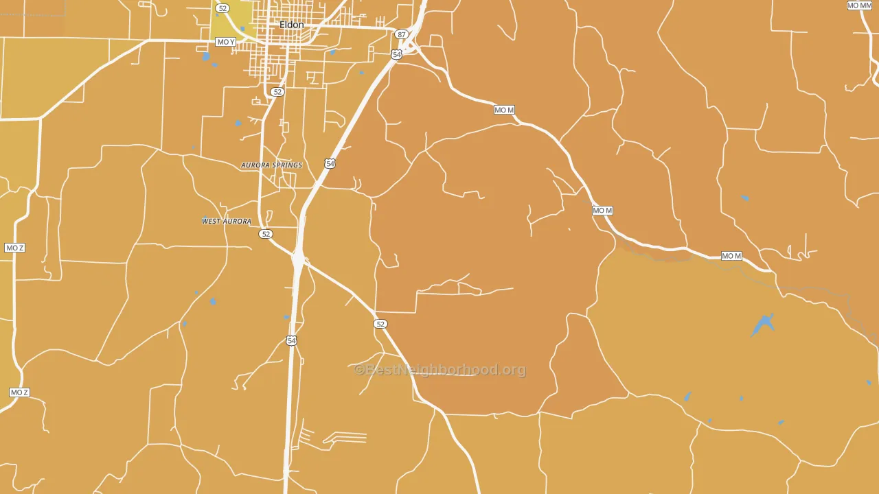 Map of the best neighborhoods in the Lakeside area, with better matches in green and worse matches in red