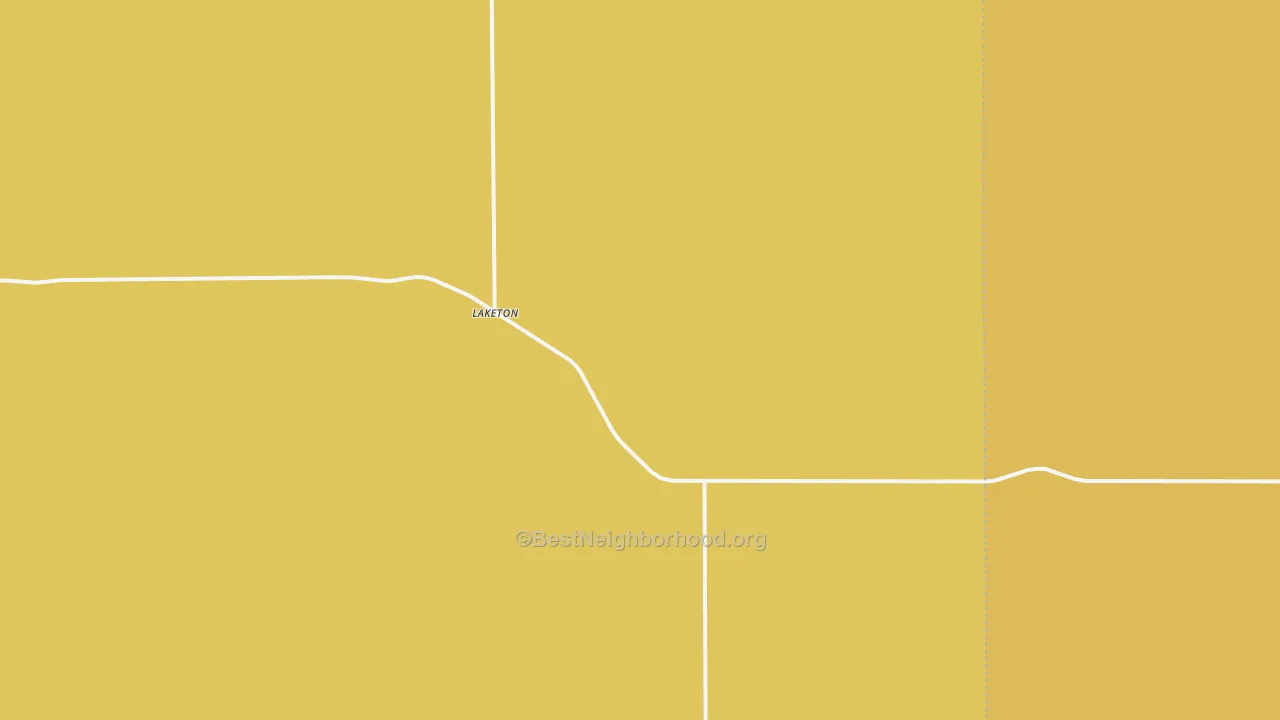 Map of the best neighborhoods in the Laketon area, with better matches in green and worse matches in red
