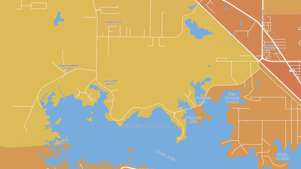 Map of the best neighborhoods in the Lakeview area, with better matches in green and worse matches in red