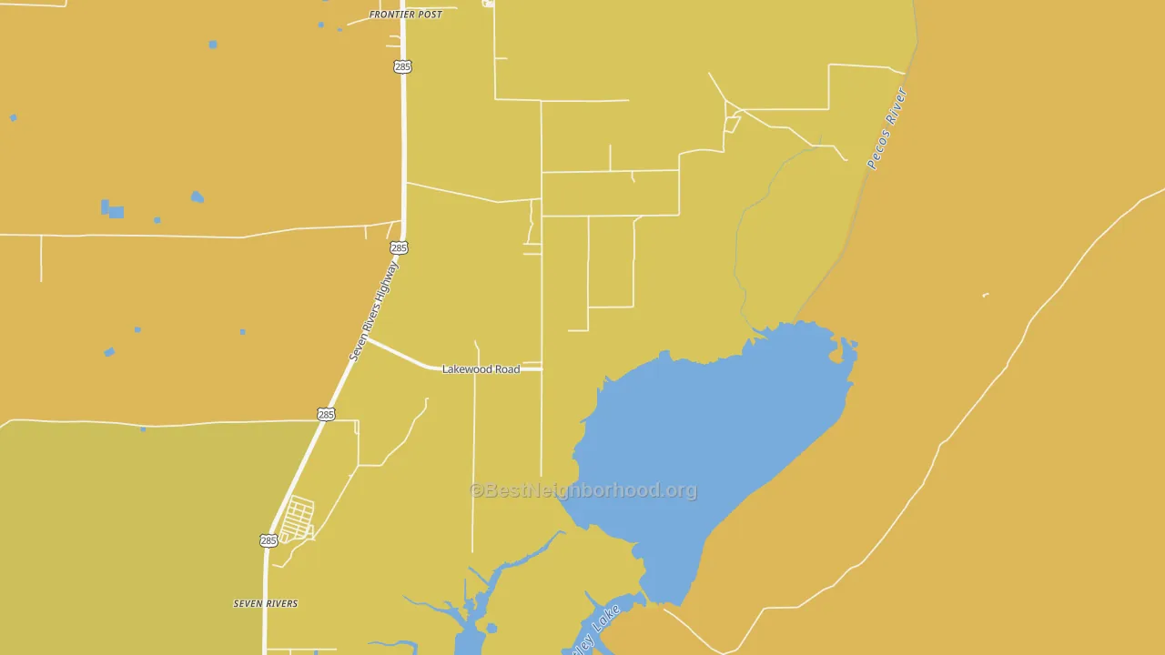 Map of the best neighborhoods in the Lakewood area, with better matches in green and worse matches in red