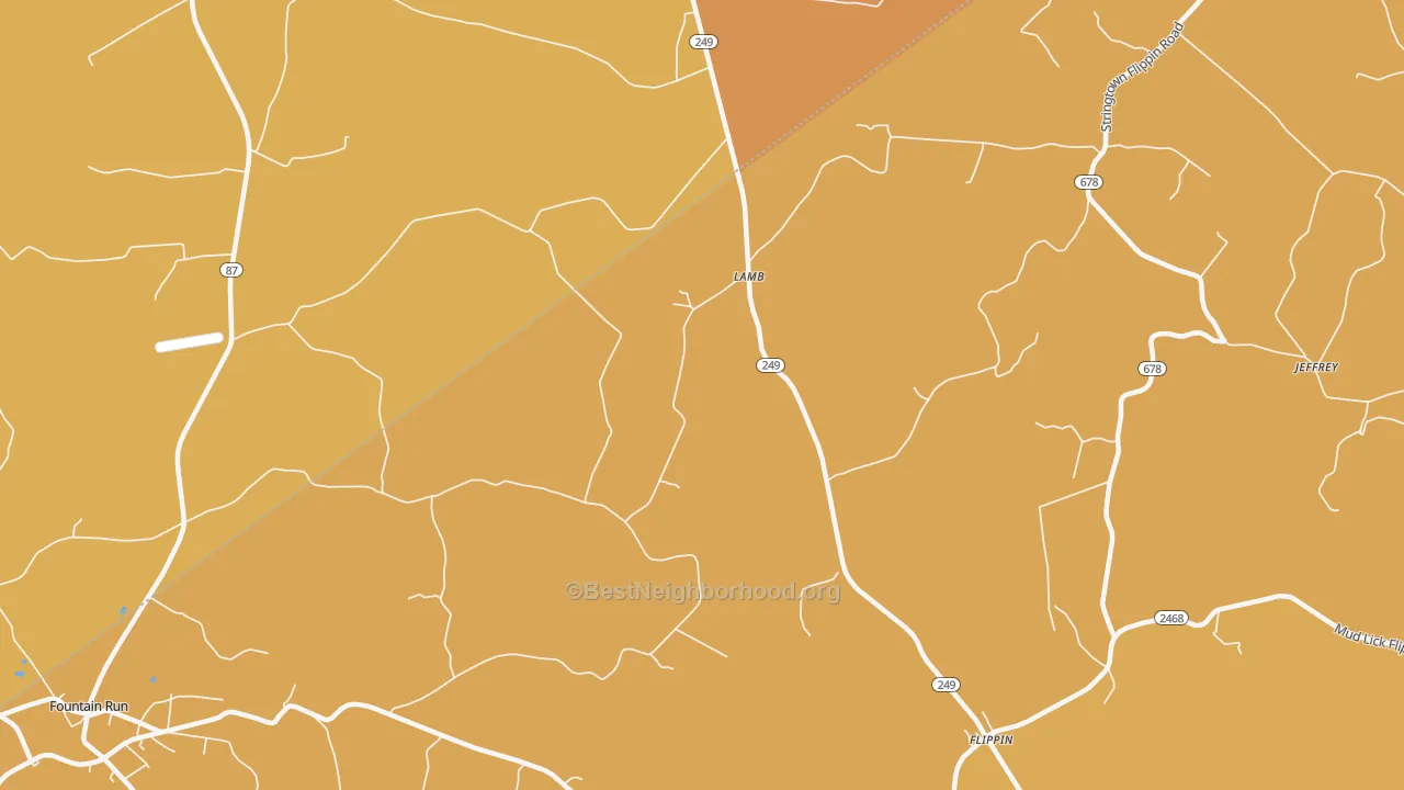 Map of the best neighborhoods in the Lamb area, with better matches in green and worse matches in red