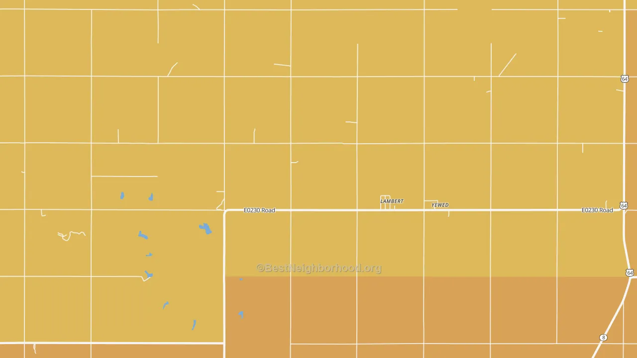 Map of the best neighborhoods in the Lambert area, with better matches in green and worse matches in red