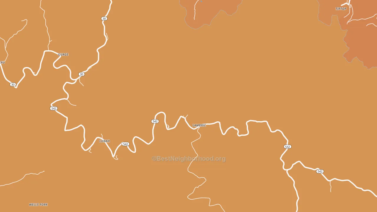 Map of the best neighborhoods in the Lambric area, with better matches in green and worse matches in red