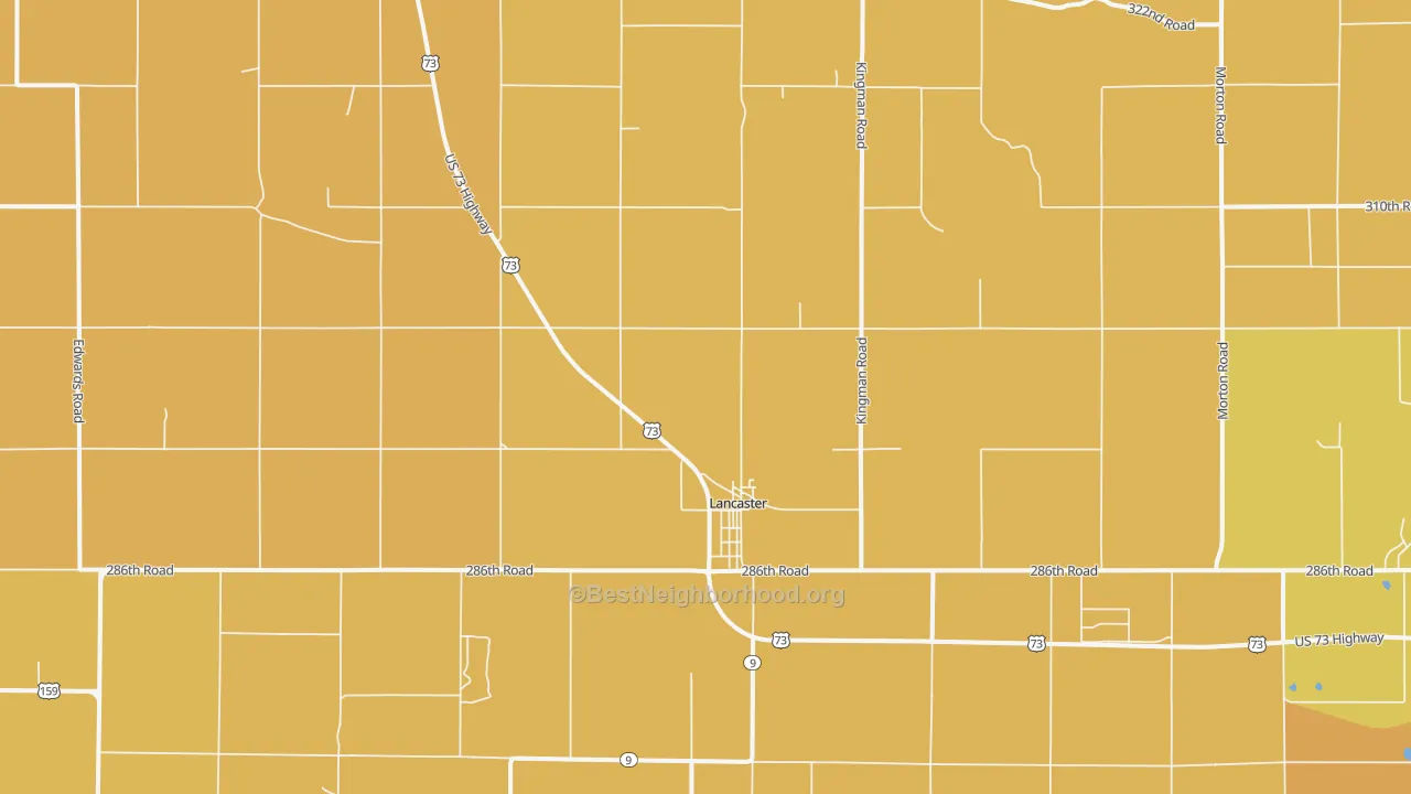 Map of the best neighborhoods in the Lancaster area, with better matches in green and worse matches in red