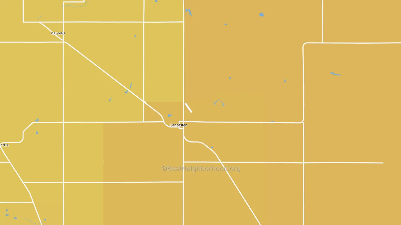 Map of the best neighborhoods in the Lancaster area, with better matches in green and worse matches in red