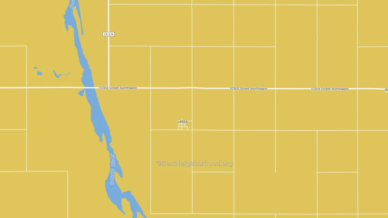 Map of the best neighborhoods in the Landa area, with better matches in green and worse matches in red