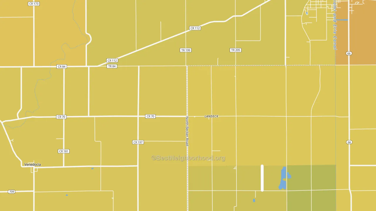 Map of the best neighborhoods in the Landeck area, with better matches in green and worse matches in red