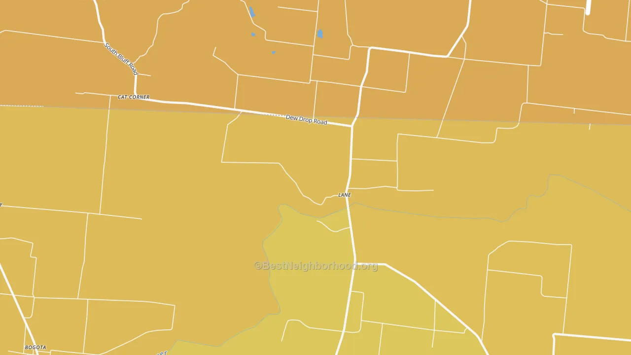 Map of the best neighborhoods in the Lane area, with better matches in green and worse matches in red
