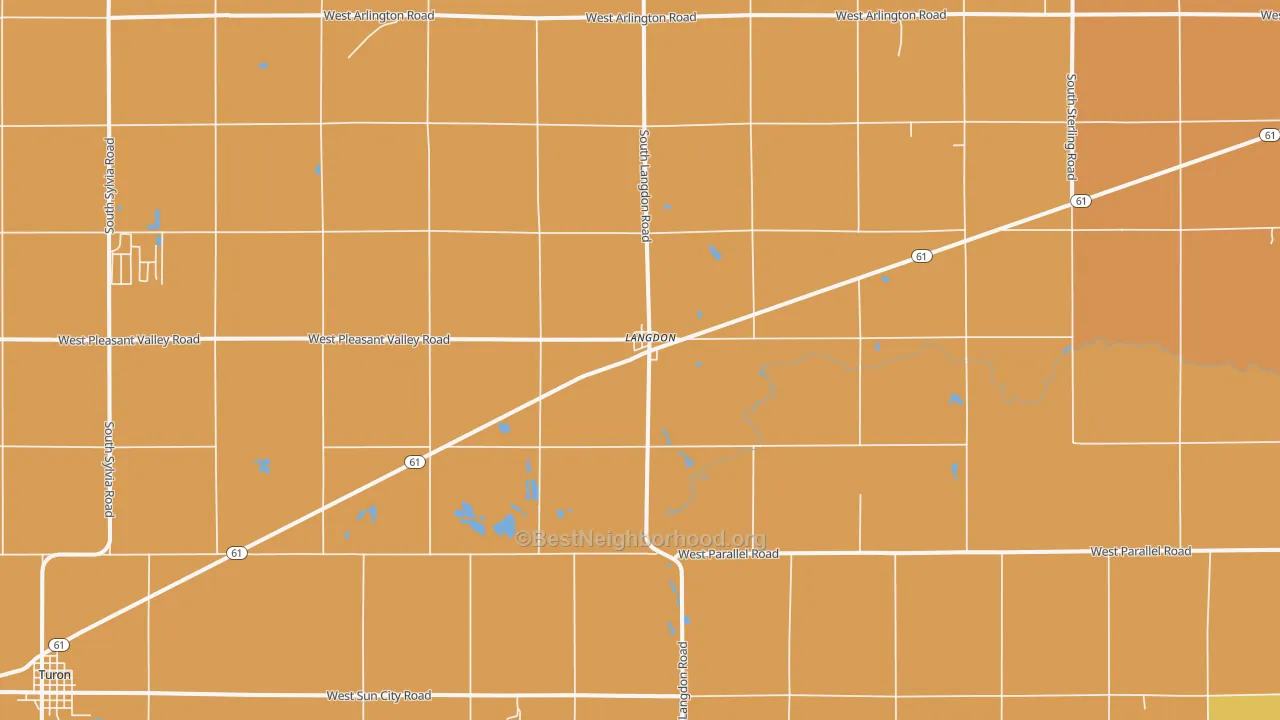 Map of the best neighborhoods in the Langdon area, with better matches in green and worse matches in red