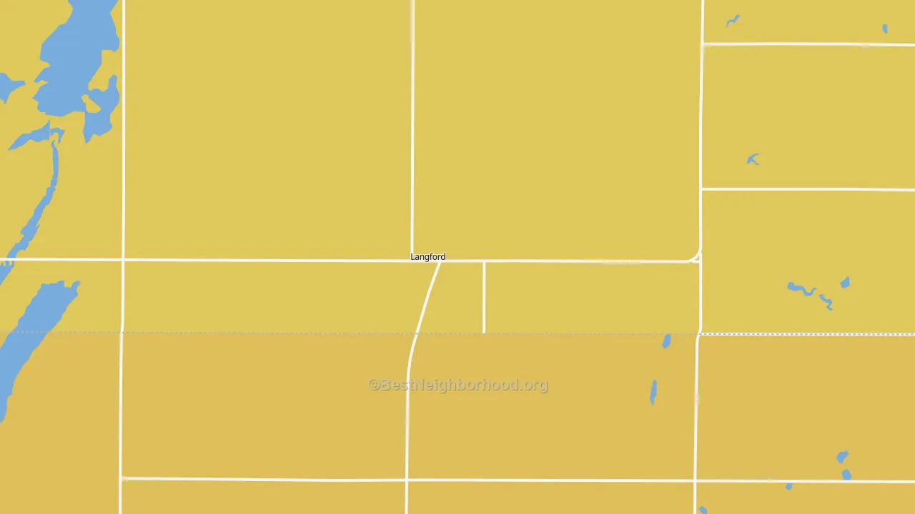 Map of the best neighborhoods in the Langford area, with better matches in green and worse matches in red