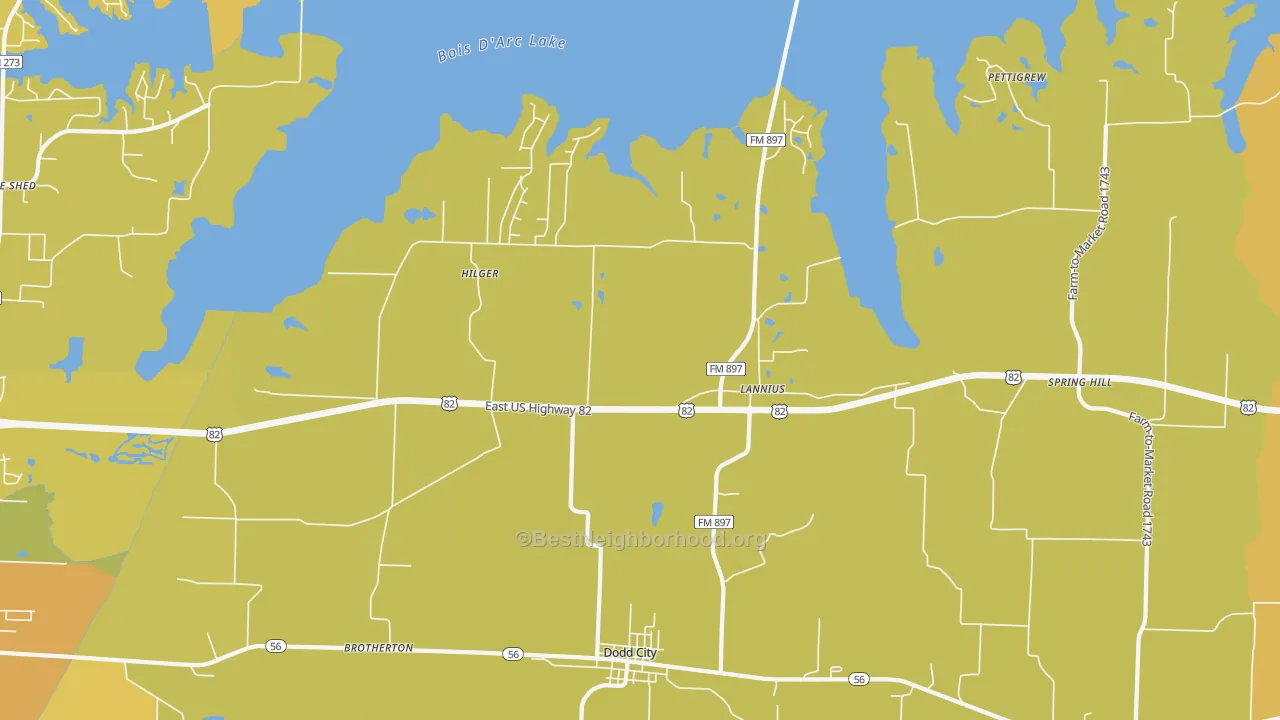 Map of the best neighborhoods in the Lannius area, with better matches in green and worse matches in red