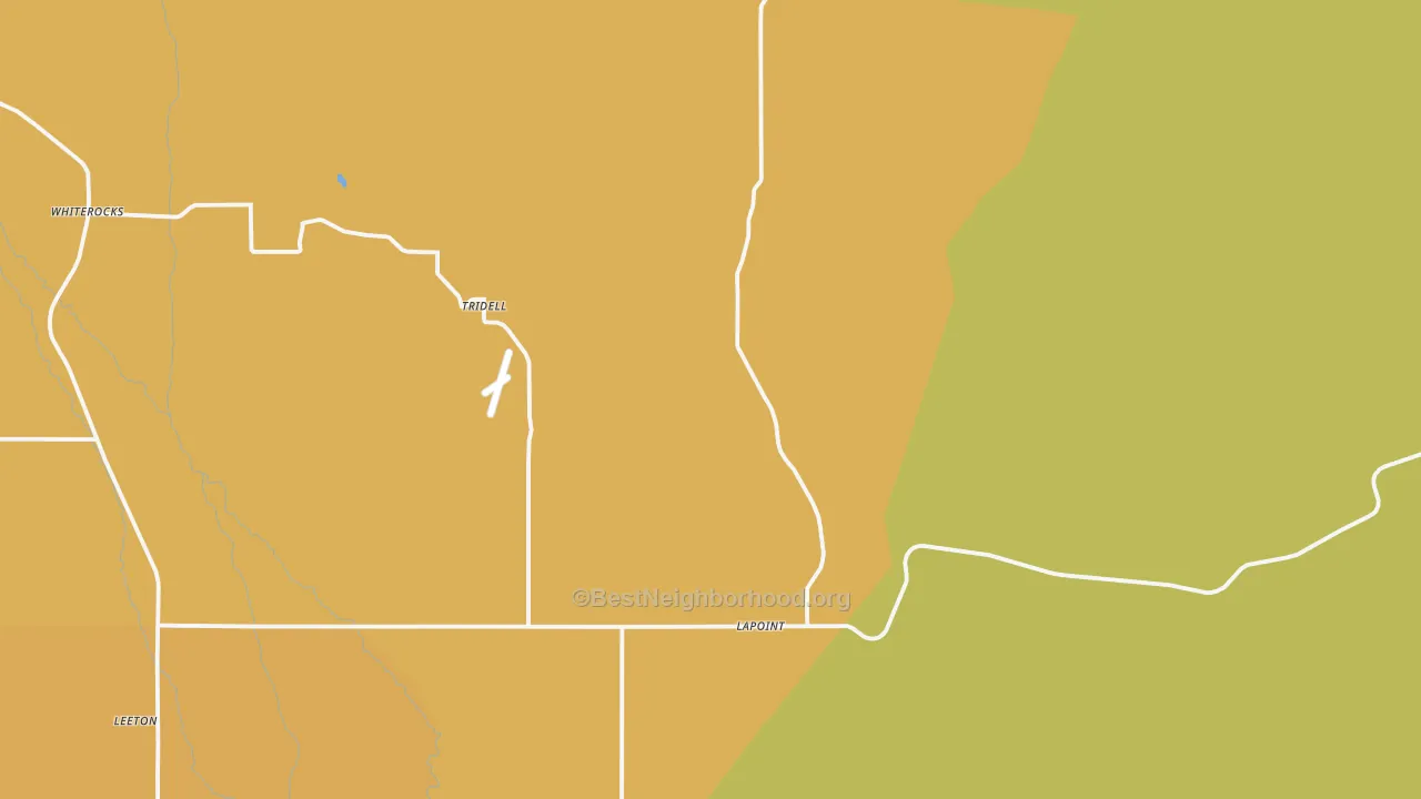 Map of the best neighborhoods in the Lapoint area, with better matches in green and worse matches in red