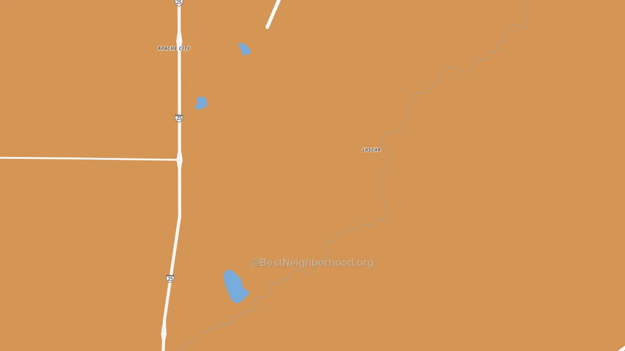 Map of the best neighborhoods in the Lascar area, with better matches in green and worse matches in red