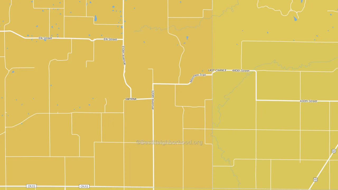 Map of the best neighborhoods in the Last Chance area, with better matches in green and worse matches in red