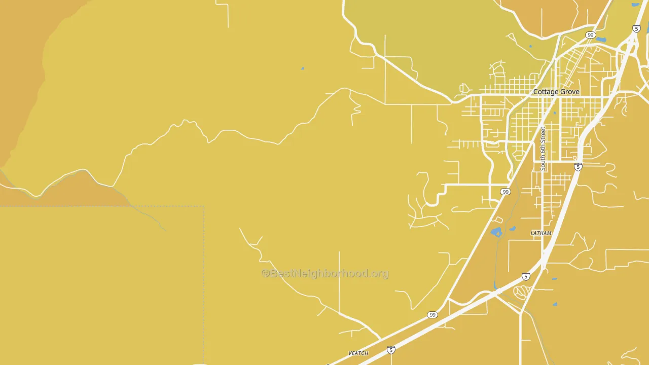 Map of the best neighborhoods in the Latham area, with better matches in green and worse matches in red