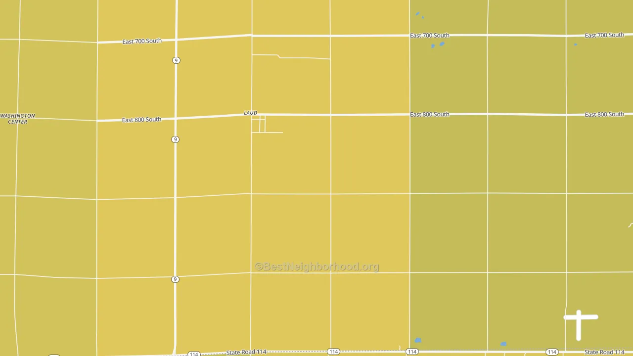 Map of the best neighborhoods in the Laud area, with better matches in green and worse matches in red