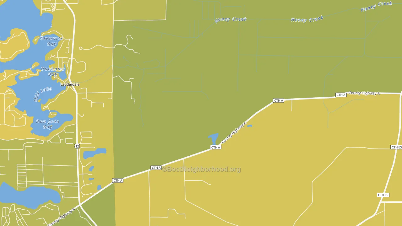 Map of the best neighborhoods in the Lauderdale area, with better matches in green and worse matches in red