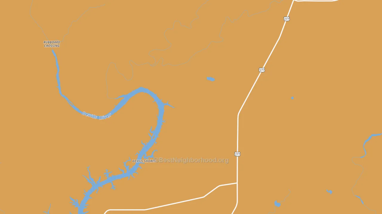 Map of the best neighborhoods in the Laughlin Air Force Base area, with better matches in green and worse matches in red
