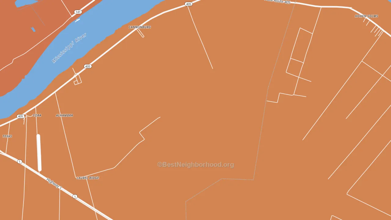 Map of the best neighborhoods in the Laurel Ridge area, with better matches in green and worse matches in red