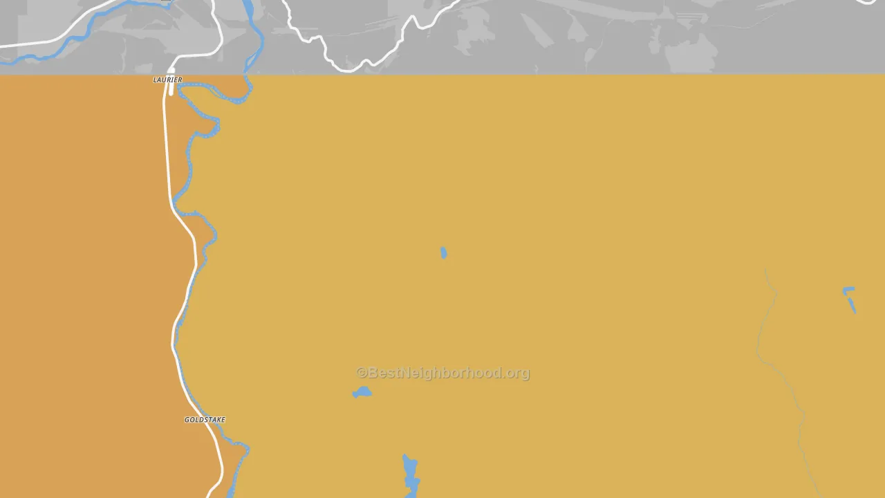 Map of the best neighborhoods in the Laurier area, with better matches in green and worse matches in red