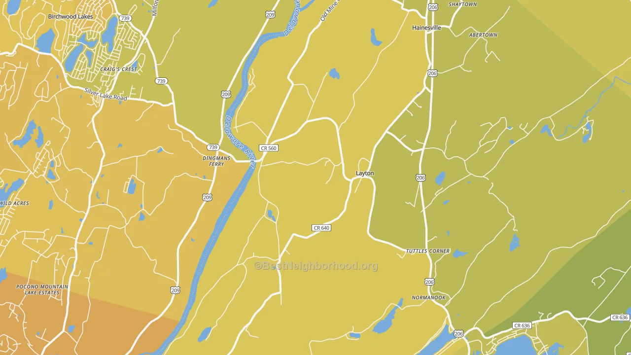 Map of the best neighborhoods in the Layton area, with better matches in green and worse matches in red